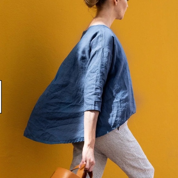 NOTPERFECTLINEN Leaf Cropped Front Linen Top in Olive 🫒 Green XS - Picture 8 of 10